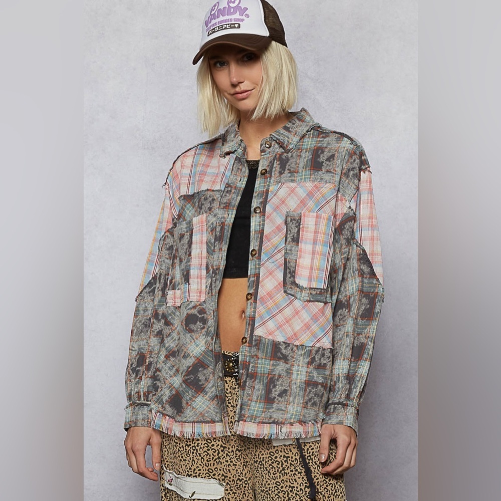 ⚡️ 📦 POL “ Rebel Roots “ Plaid Flannel Button Down Shirt | Dark Choco Multi